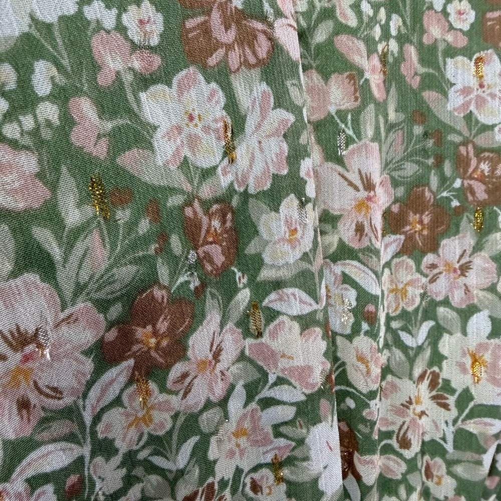 SAGE The Label Green Floral Reversible Tie-Front Wide Leg Jumpsuit Size Medium - Picture 9 of 12